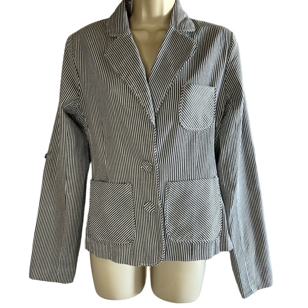 Ashley blue and white striped women’s blazer size M